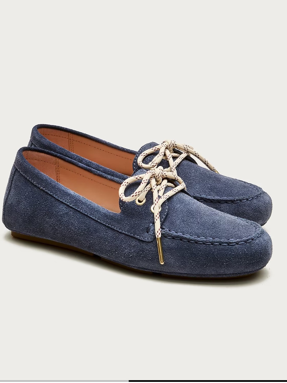 J Crew Driving loafers in blue suede with two sets of laces -New in Box